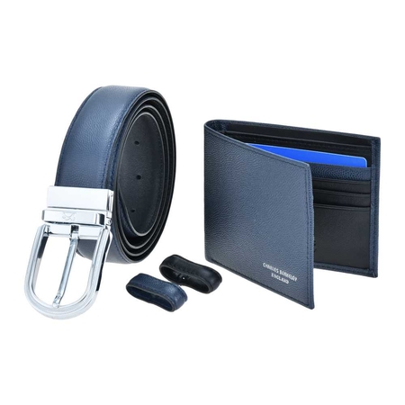 Tumbled Leather Wallet & Belt (Silver Buckle) Gift Set